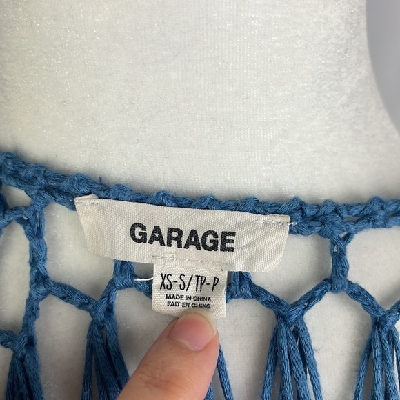 Garage Crochet Open Front Tassel Fringe Kimono Cardigan Cover-Up Womens SizeXS/S - Picture 10 of 11